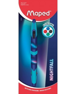 Химикалка Maped Nightfall - 4 цвята, 1 брой в блистер 